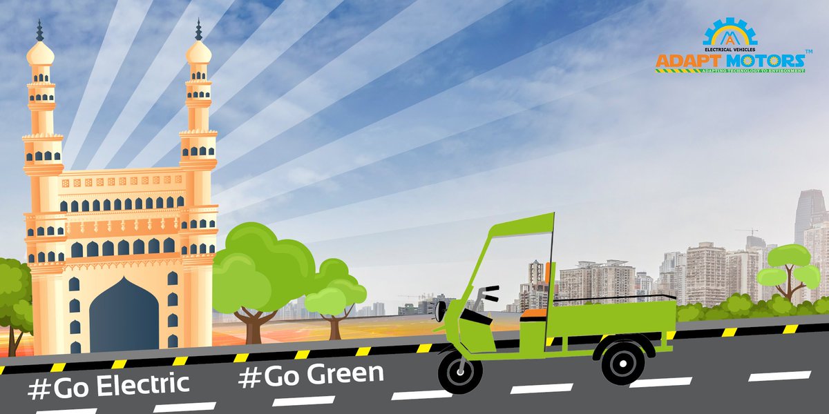 adaptmotors's tweet photo. Adapt to Electric Vehicles to keep our #Hyderabad Green
What you leave is what you breathe, leave no pollution, Go Electric. Breathe Clean.
#GoElectric #GoAdapt #Sweekar #PollutionFree #AdaptEV #ElectricAutos #CargoElectricRickshaw #ElectricVehicles #NonPollution #GreenEarth https://t.co/nTuiznO6K0