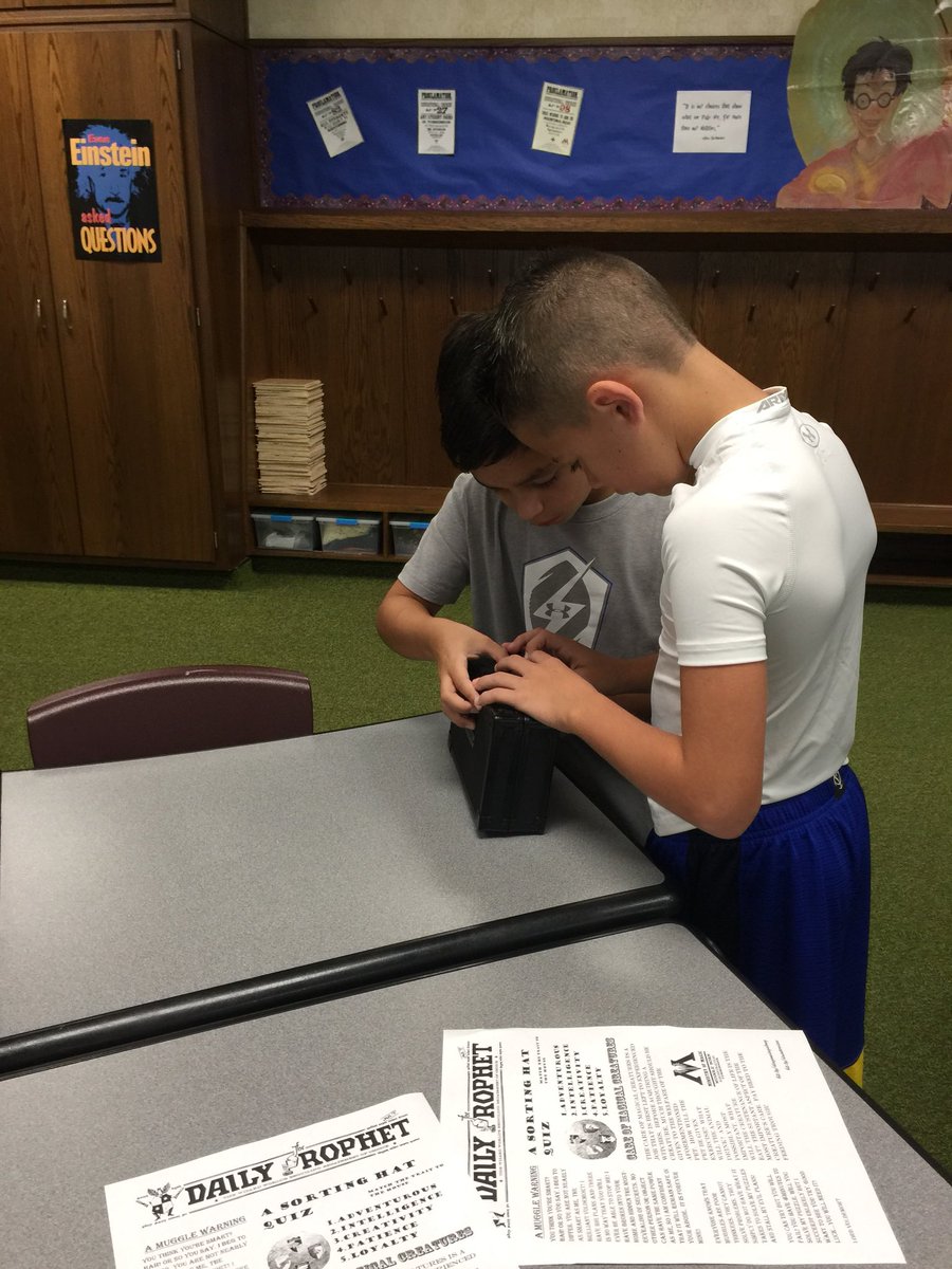 SueDeLong5's tweet image. Can the 5th grade AIM students solve the Muggle Mystery and Breakout in 45 min.? #5thAIM #problemsolvingfun #Makeitcount @CPElem