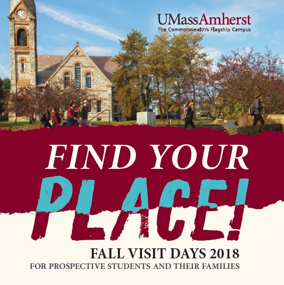 UMassAdmissions's tweet photo. Hey #UMass2023, registration for our #FallVisitDays is now open! These days are a great opportunity to tour our beautiful campus, connect with our admissions team, and learn more about the UMass Amherst experience!
You can learn more and register here: https://t.co/JgkLqnrF0A https://t.co/3LusLiXMsf
