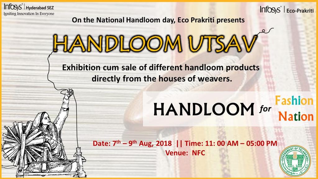 infyecoprakriti's tweet photo. 3 days Handloom Utsav at #Infosyshydsez #taskts #wearhandloom #tsco #infyDiaries #infyevents #ktrtrs with @Manisha_saboo @spkaradi @pallavi_priya07 https://t.co/xVs8MVmgE3