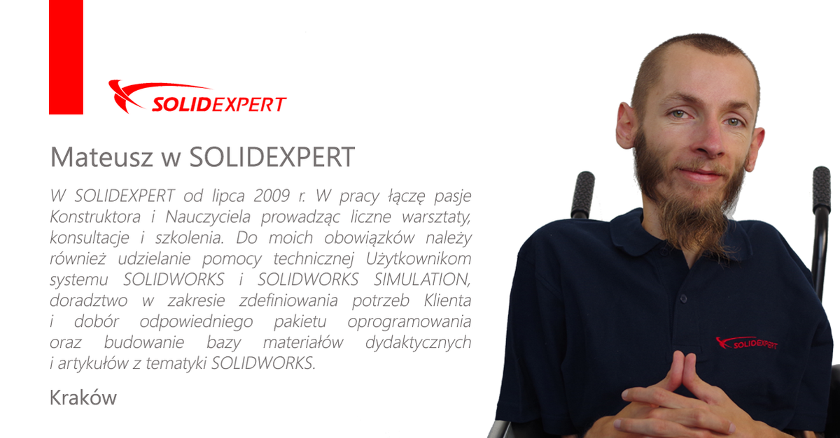 SOLIDEXPERT's tweet photo. 📌 Mateusz od blisko 10 lat należy do zespołu #SOLIDEXPERT!
Musimy śmiało przyznać, że Mateusz to nasz #guru #obliczeń #wytrzymałościowych i #przepływów. Jesteście ciekawi co on sam myśli o swojej pracy? 👇
#praca #kariera #SOLIDWORKS #WeAreHiring https://t.co/7ezYM9T3Ny