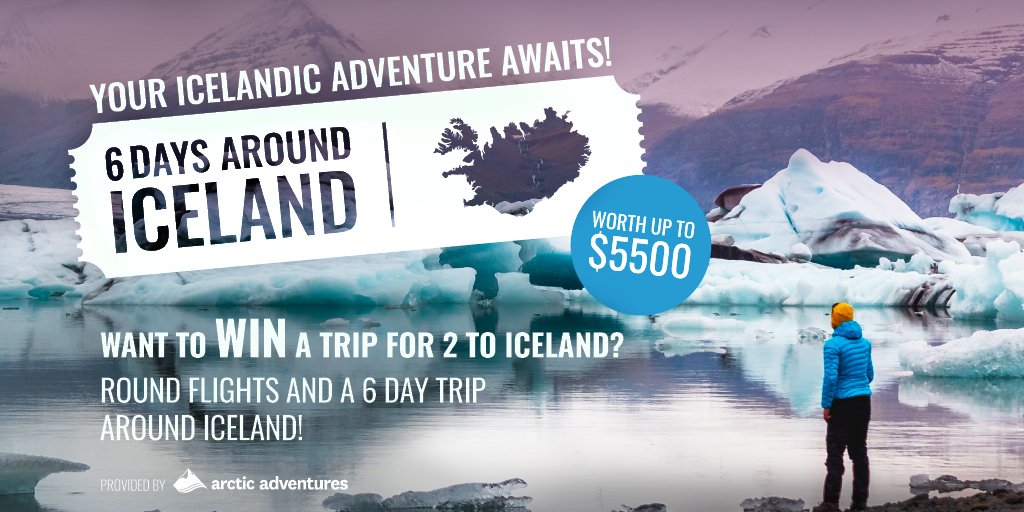 ArcticAdventure's tweet photo. ⭐️The Ultimate Iceland Giveaway! ⭐️
In only a few small steps you can sign up for our game to win a trip for 2 to #ICELAND 🇮🇸
Sign up here: https://t.co/JkGCXOfjqE https://t.co/MtHiKGjB0V