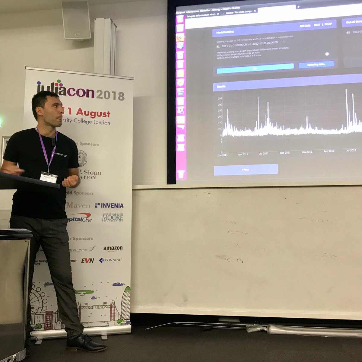 techilatech's tweet photo. Jan of #TangentWorks speaks at #JuliaCon about advanced forecasting in #JuliaLang https://t.co/ma0JbFT0bW