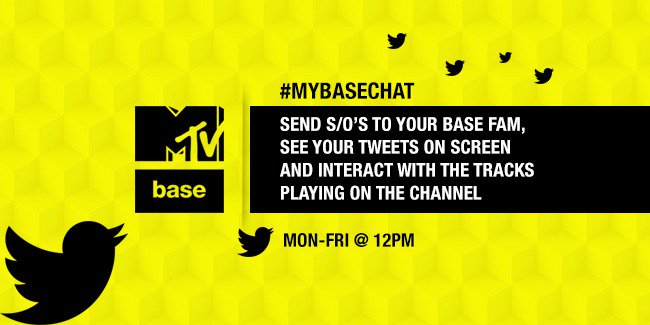 MTVBaseWest's tweet photo. Basefam! Do you have any S/os to send today? A birthday s/o maybe? Send it to us now with #MyBaseChat to see your tweet on TV. #MyBasechat runs Monday to friday @ 12pm to 1pm on #MTVBaseCh322 https://t.co/KEtSGvpn3s