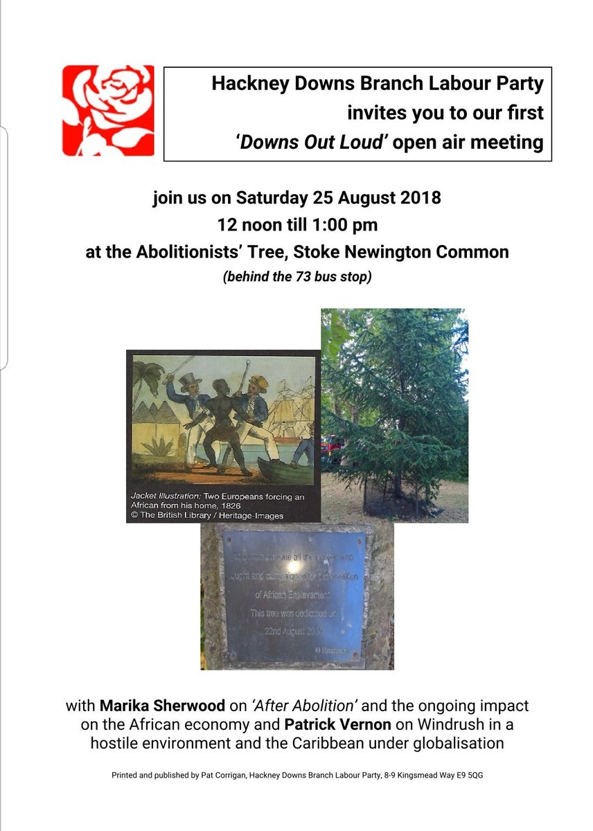 HackneyNorthLab's tweet photo. Public Meeting at the abolitionist tree in Stoke Newington common...did you know there was one there? All welcome. https://t.co/iVBWxjEb1b