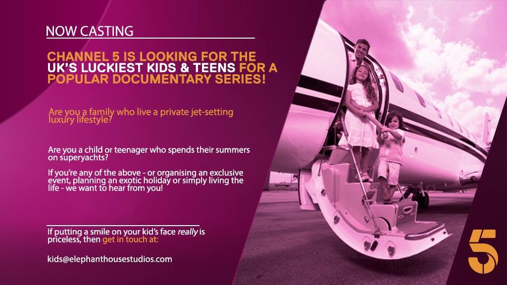 #NowCasting #UKCasting #Channel5 #Luxury #Families #Kids #Teens #BeOnTV 💥
