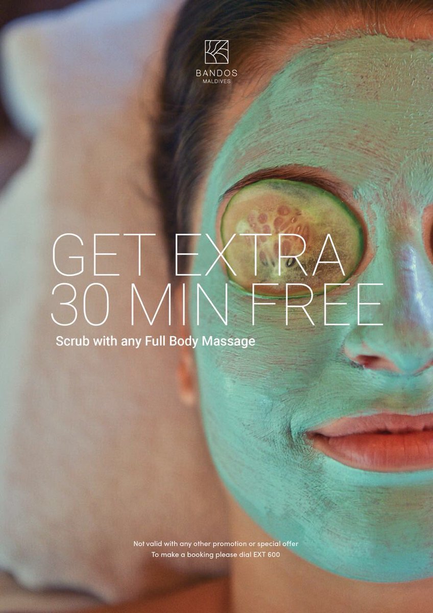 bandosmaldives's tweet image. Enhance your treatment by booking any Full Body massage and earn a 30 minute Full Body scrub as well which will leave your skin glowing and refreshed! Book at our Spa now! 

20% Discount on any Full Body massage booked between 9 am to 1 pm.

#AugustOffer
#OrchidSpa
