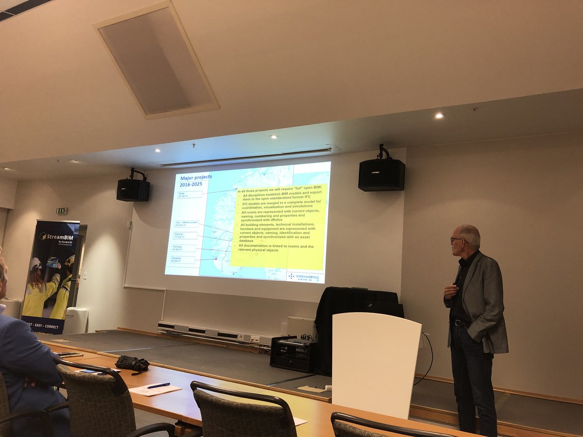 On a <a href="/StreamBIM/">StreamBIM</a> event in Oslo, the Norwegian hospital builder <a href="/Sykehusbygg/">Sykehusbygg HF</a> demand use of <a href="/buildingSMARTIn/">buildingSMART International</a> standards. Standardized data &amp; processes is key.