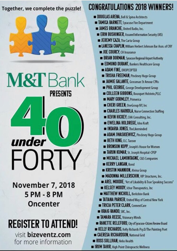 djrux's tweet photo. Deeply honored to see my name of this list!  Thank you @fulldogM for all your support #CNY #Syracuse #40under40 #cnybusinessjournal https://t.co/O6lN9KRkLK