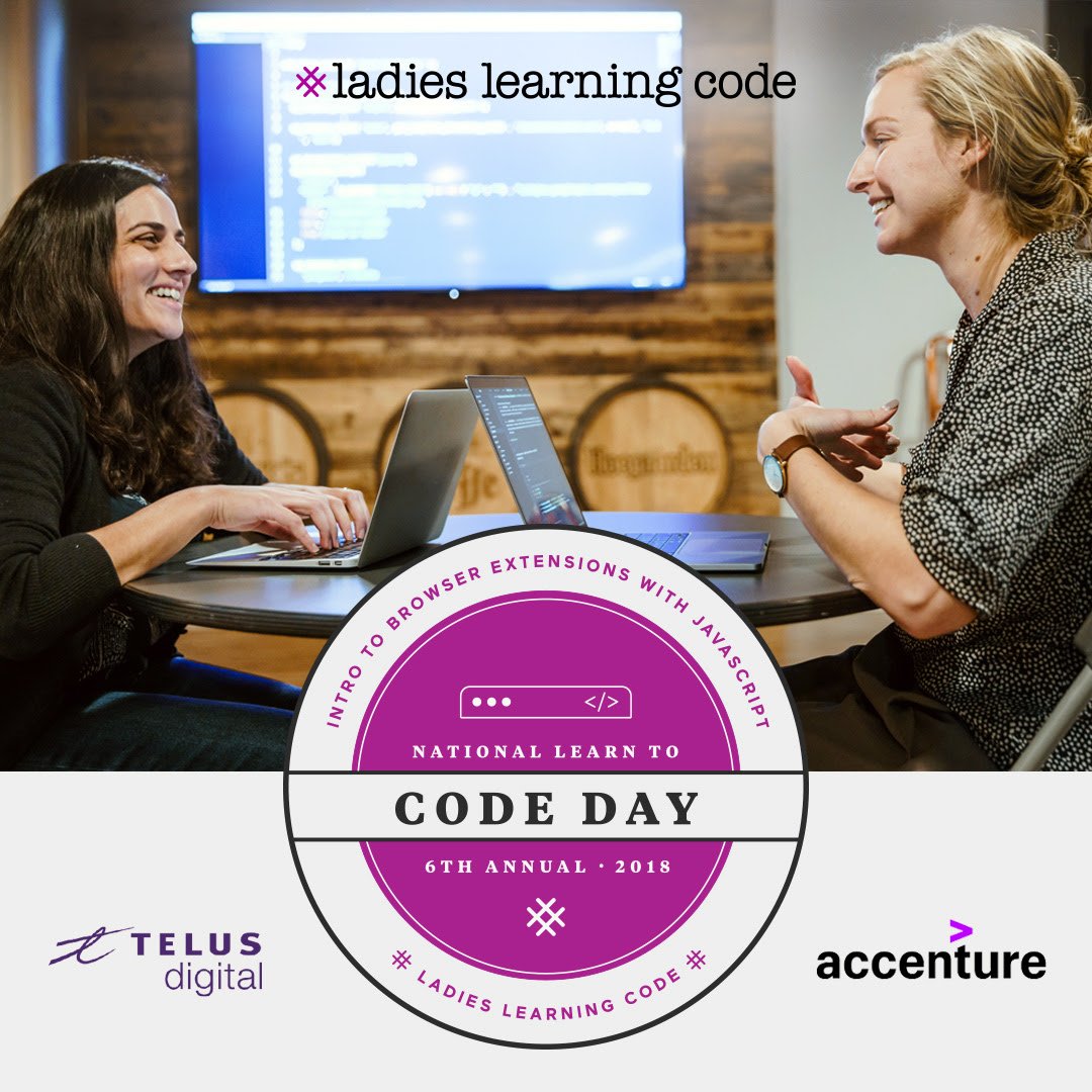 learningcodeyfc's tweet image. Announcing our 6th Annual National Learn to Code Day on September 22nd presented by @accenture and @telusdigital! Join thousands of Canadians and learn how to make browser extensions with Javascript! #llcCodeDay
