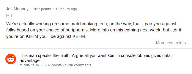 Console players using Keyboard & Mouse will soon be placed in a matchmaking  pool away from Controller players - Fortnite INTEL