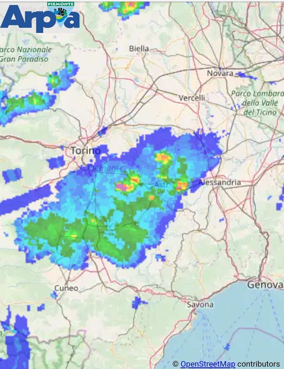 Rovesci e #temporali sul Piemonte meridionale