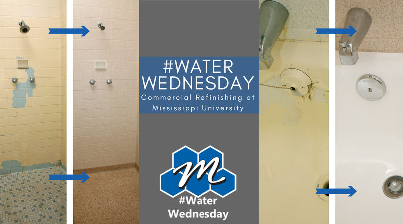 miracle_method's tweet photo. Today's #WaterWednesday show's what miracles our techs can really do! The Mississippi University's bathing areas were in bad shape, but after a few days with the professionals of Miracle Method, they look like new! #MiracleMethod https://t.co/R9SKFDQoLG https://t.co/TX0T9bu8PF