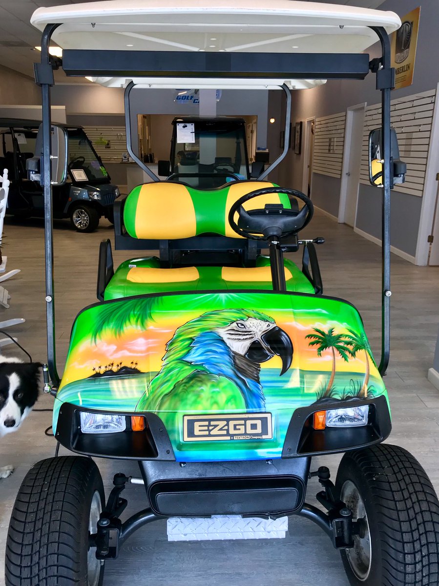 s2golfcars's tweet photo. Custom Parrot Cart for one of our customers 🌞 New seats by Double Take, new steering wheel, and paint designs by Bess Airbrush 🌴🌞🌴
#s2golfcars #s2 #s2golfcarts #GrandStrand #golfcart #SouthCarolina #GolfCartRental #customgolfcart #beachcart #ezgo #bessairbrush #airbrush https://t.co/prlnQpSCf7