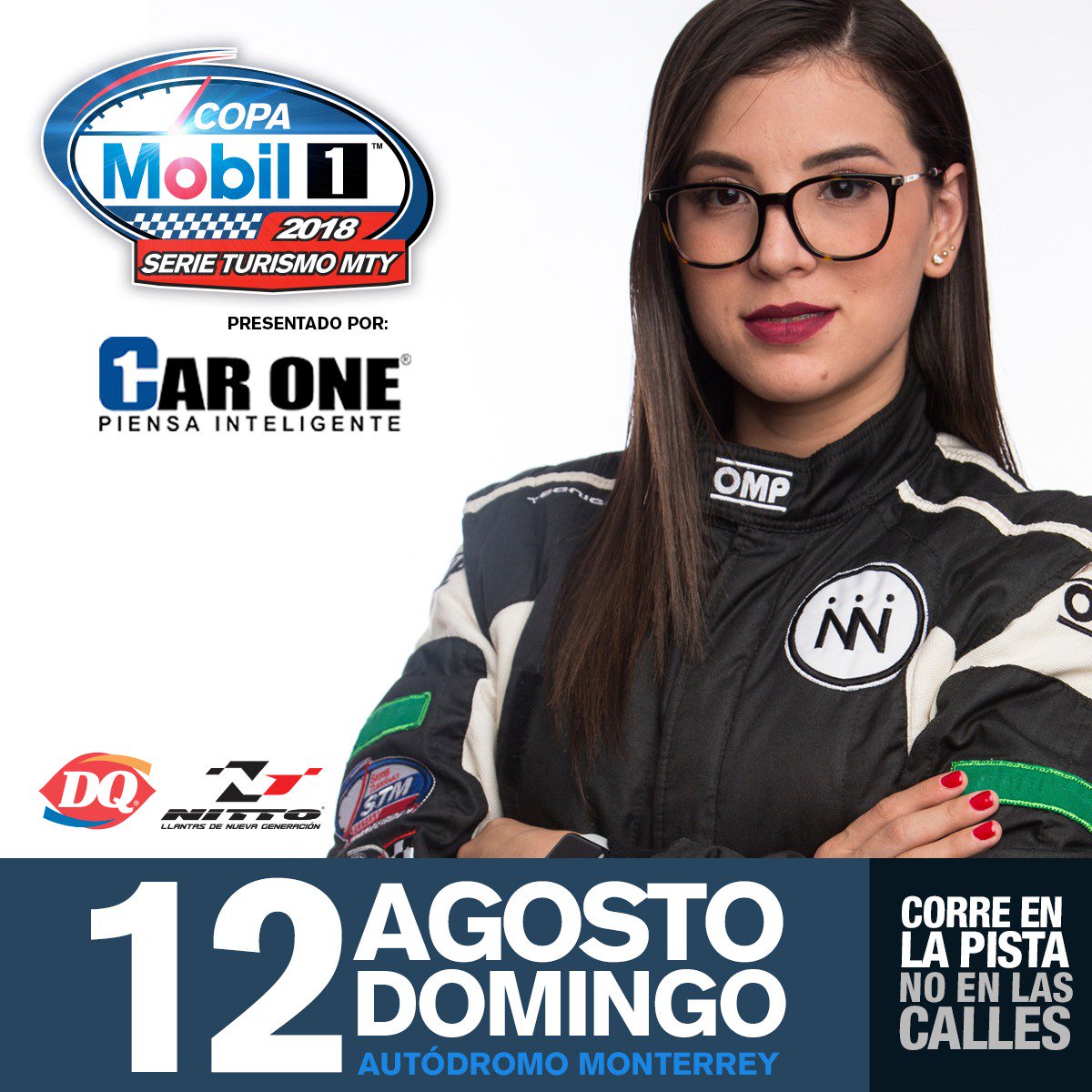 No se pierdan este 12 de Agosto la adrenalina y velocidad de la cuarta fecha de Copa Mobil1 de Serie Turismo Monterrey presentada por Car One, estará nuestra amiga Linda Cavazos la belleza del deporte. 
Ven y vive una experiencia única en un ambiente 100% familiar.
