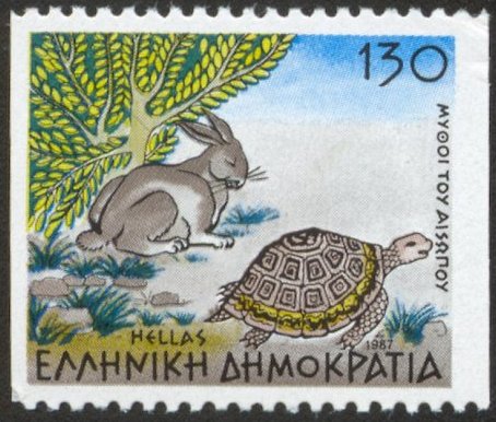 WormlockHolmes's tweet photo. In my talk today #ATDBSTIFR on axon regeneration, used the analogy from Aesop's fable 'The tortoise & the hare' to discuss faster may not be better. Used 4 stamp pics from Fr. Greg Carlson @Creighton web collection https://t.co/1tnH0sDM1G Lots to explore on the site-enjoy https://t.co/v2bzhC3aAP