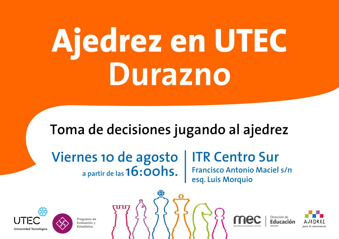 UTECuy's tweet photo. 📣 ¿Ya sabes jugar? ¿Nunca jugaste antes y es una cuenta pendiente aprender?
El #ITRcentrosur abre sus puertas a la comunidad para jugar un rato al #ajedrez 🙌
Actividad abierta y apta para todas las edades! Te esperamos 😉 https://t.co/bk4fjII3LX