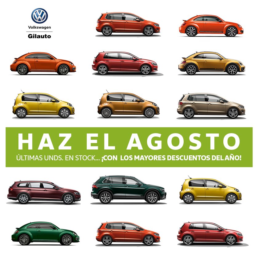 VWGilauto's tweet photo. "Hacer el AGOSTO": expresión popular española referida a hacer un buen negocio. Y a ti...¿Te gustaría hacer tu propio agosto con la compra de un nuevo Volkswagen? Este mes es posible. Últimas unds. en STOCK, con entrega inmediata y con los mayores DESCUENTOS del año. https://t.co/4Gf9AMGxyo