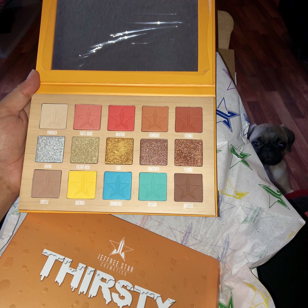 Elix2189Marban's tweet photo. That moment you get home and your Thirsty palette is here!! 🧡💛Love it 
#thirstypalette
@JeffreeStar https://t.co/hTvm6x4ICT