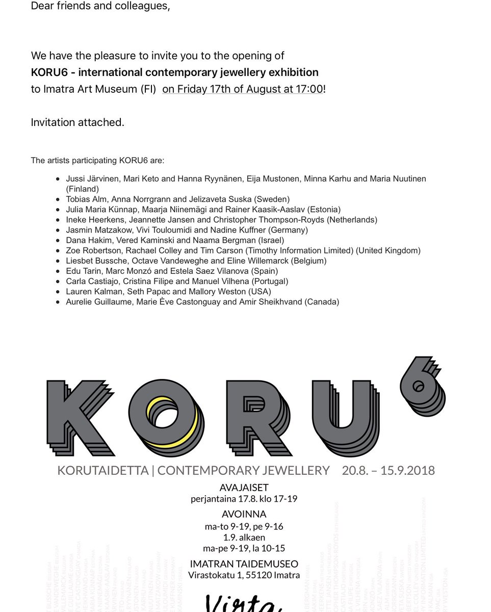 vickysaragouda's tweet photo. Exhibition of #contemporaryjewellery at Imatra Art Museum in Finland #KORU6 #artjewellery https://t.co/STrgbygh0V
