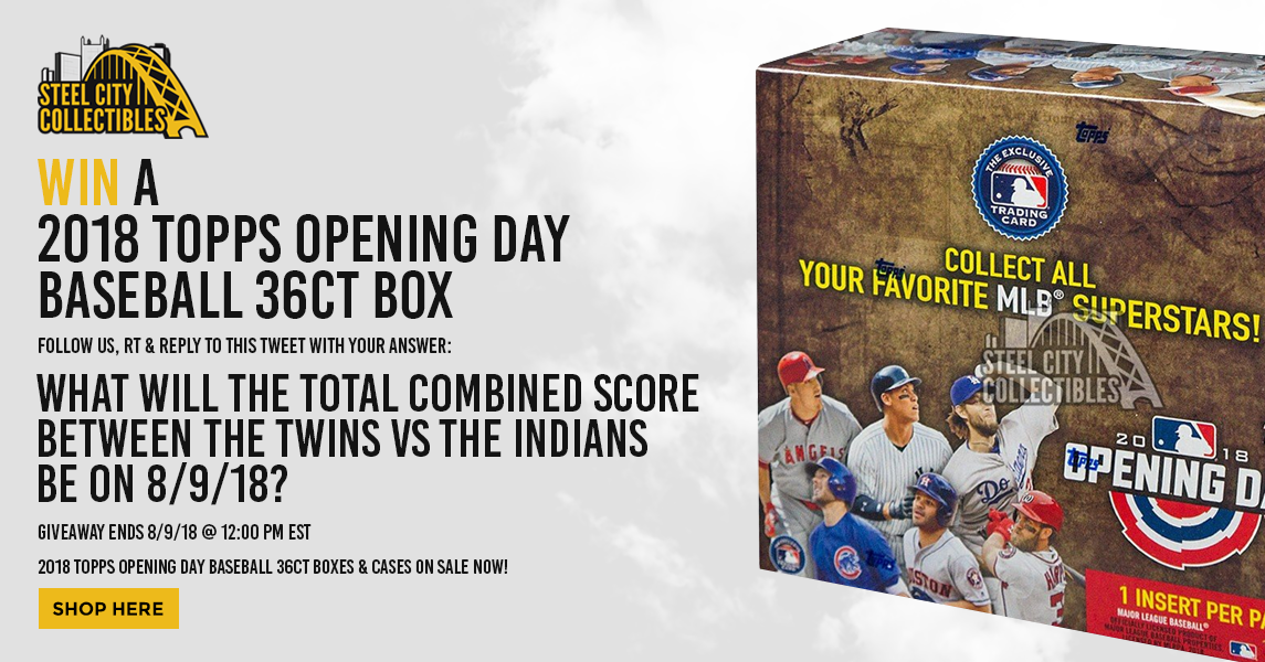 SCCTradingCards's tweet photo. Follow us, RT & answer for your shot at a 2018 Topps Opening Day Baseball 36ct Box! Ends tomorrow, 8/9/18 @ 12PM EST! https://t.co/K67qvwGsXA | #MLB https://t.co/2Rwwdpa083