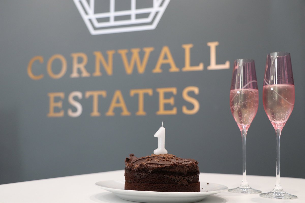 EstatesCornwall's tweet photo. Celebrating our first year in business, feeling very proud! #hellocornwall #firstbirthday https://t.co/ntrF0U2JNW