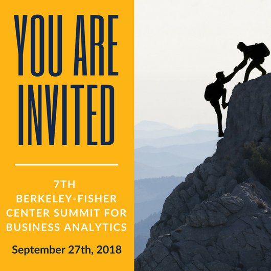 FCBABerkeley's tweet photo. #YouAreInvited to attend the 7th Annual Berkeley-Fisher Center Summit for Business Analytics on September 27th, 2018. This year's topic: "How to develop Business Analytics competencies in a digital and fast transforming world?" #FCBABerkeley #FisherSummit https://t.co/NviIggsQAp https://t.co/sI4hbrnP8s