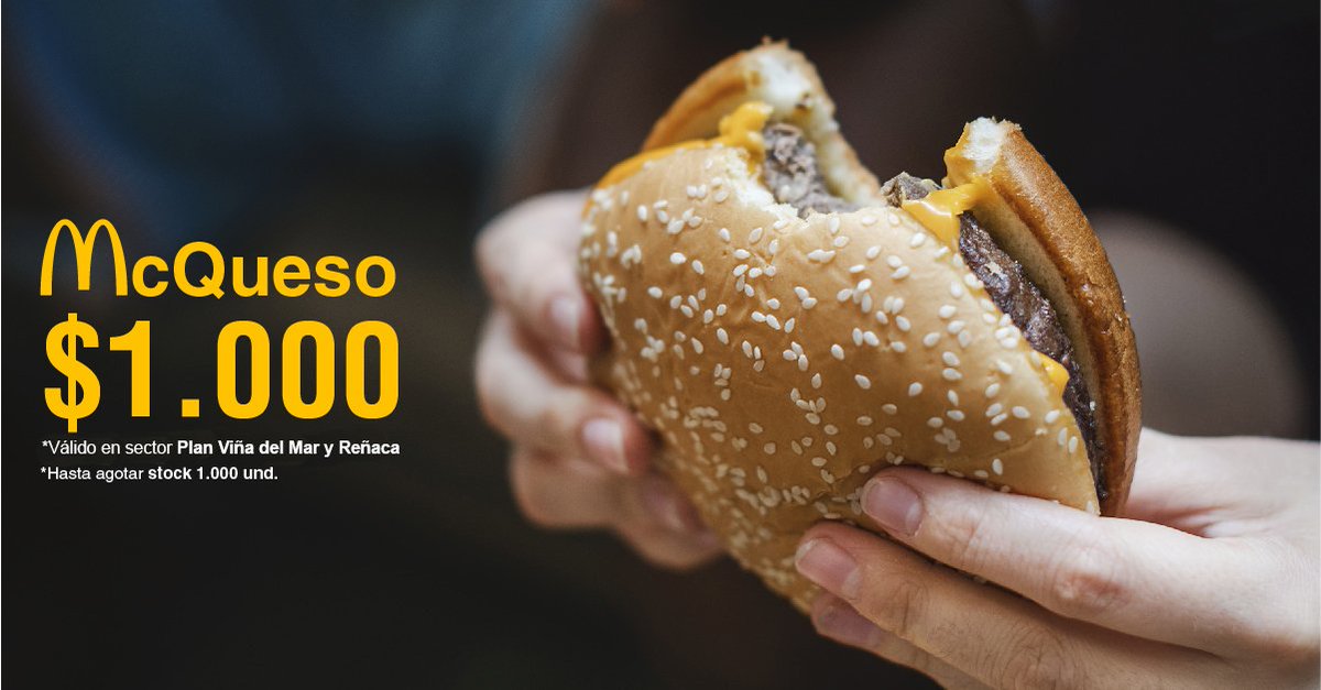 InstaDeliveryCL's tweet photo. ATENCIÓN #VinadelMar y #Reñaca con esta #promocion
¡¡#McQueso a domicilio por $1.000 en https://t.co/brPLbX62z1!!
#delivery #McDonalds #promo #descuento #FelizMiercoles #burger #cheeseburger https://t.co/gELBRBNDyV