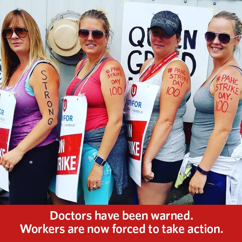 Unifor40's tweet photo. #Solidarity with our sisters who are taking a stand against #badbossdoctors 🤘👊 #canlab #unifor https://t.co/7sWDrSgkts
