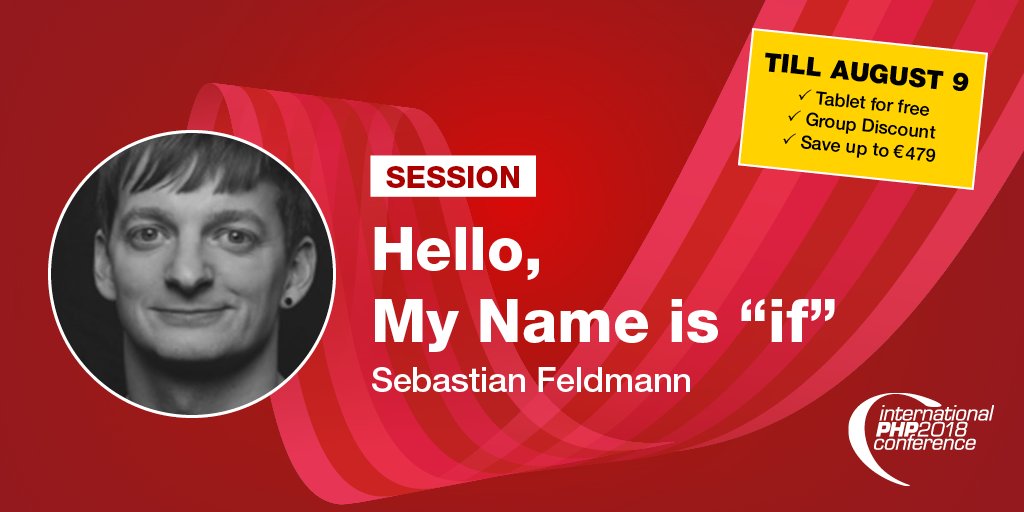 phpconference's tweet image. Are you curious about the story of &quot;if&quot; and his little brothers “else”, “elseif” and bigger sister “switch”, and what they have to do with #CyclomaticComplexity? Then don’t miss this talk by @movetodevnull &amp;gt;&amp;gt; ow.ly/E1Q430liups