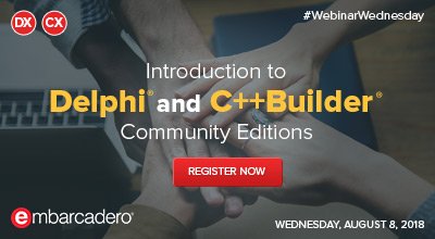 EmbarcaderoTech's tweet image. #WebinarWednesday It's not too late to learn about our new Community Edition IDE. Our morning session starts in 10 minutes. Join live now: embt.co/CEWebinar