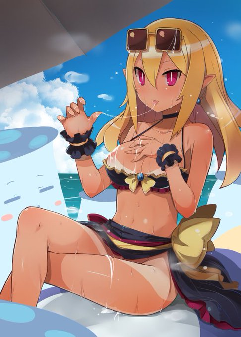 冷やしエリンギャーを楽しむ褐色ロザリンド #魔界ウォーズ 