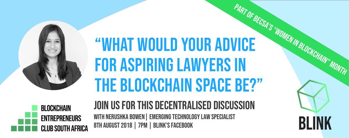 BECSA_ZA's tweet photo. Are you joining us tonight at 7pm for our #DecentralisedDiscussion with Nerushka Bowan on Blink's Facebook?
This is our 1st #DecentralisedDiscussion which is part of our #WomenInBlockchain month.
Head over to https://t.co/lGRHxYspok at 7pm! π https://t.co/kHLaeSAL6K