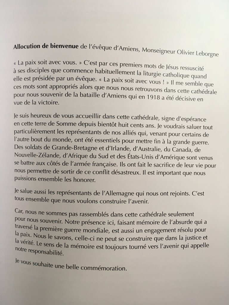 JdlaPresle's tweet photo. #Amiens100 Allocution de l’évêque d’Amiens, Mgr Olivier Leborgne https://t.co/dj95sWtktM