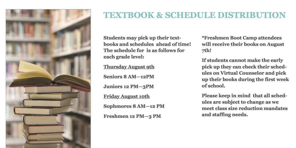 CoralGladesPTSO's tweet photo. Coral Glades Textbook Distribution Schedule: https://t.co/qnwx4GyhuQ