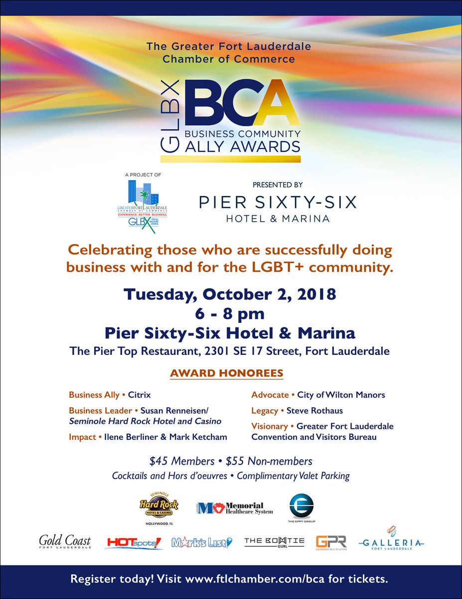 SteveRothaus's tweet photo. Thank you to @ftlchamber for honoring me! GLBX Business Community Ally Awards on Oct 2 
@Goodman_PR https://t.co/wDV9jCmiMu https://t.co/c8QSwQhBhu
