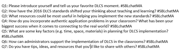 MASchoolsK12's tweet image. Digital Literacy &amp;amp; Computer Science educators - please join us for #SBLchatMA tonight from 8-9 pm EST! Questions below.