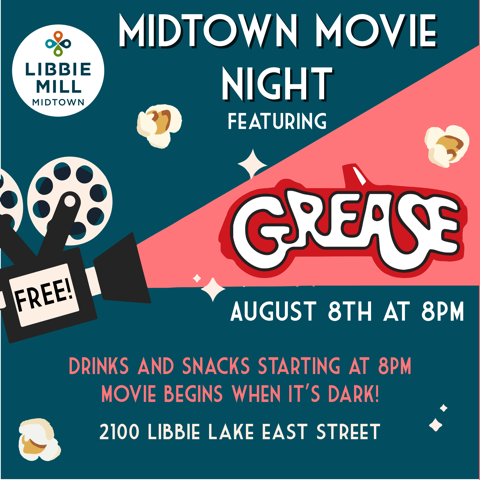 LibbieMillRVA's tweet photo. Grease is the word tonight! Come join us by the lake for this classic film #rva #henrico #libbiemill #midtownmovienight #grease https://t.co/LE0yadSif3