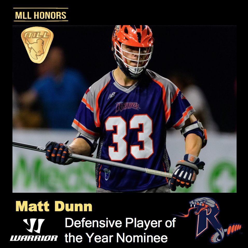 MLL_Lacrosse's tweet photo. Congratulations Matt Dunn on being nominated for the @warriorlax Defensive Player of the Year Award! In 2018, Dunn made his second All-Star roster and recorded a career-high in caused turnovers. https://t.co/Ps5qDuMFcI