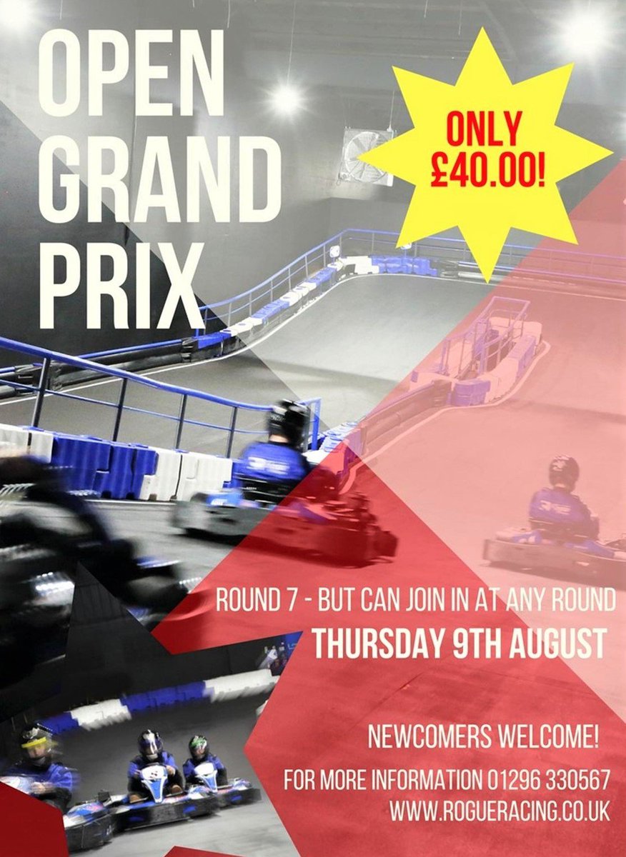 Tomorrow we have our Open Grand Prix! - Welcoming all newcomers!  Arrive at 7pm for a 7.30 start.  16yrs+ ONLY £40.00 01296 330567 
#GrandPrix #kartingevent #karting #indoorkarting #aylesburykarting #kartrace