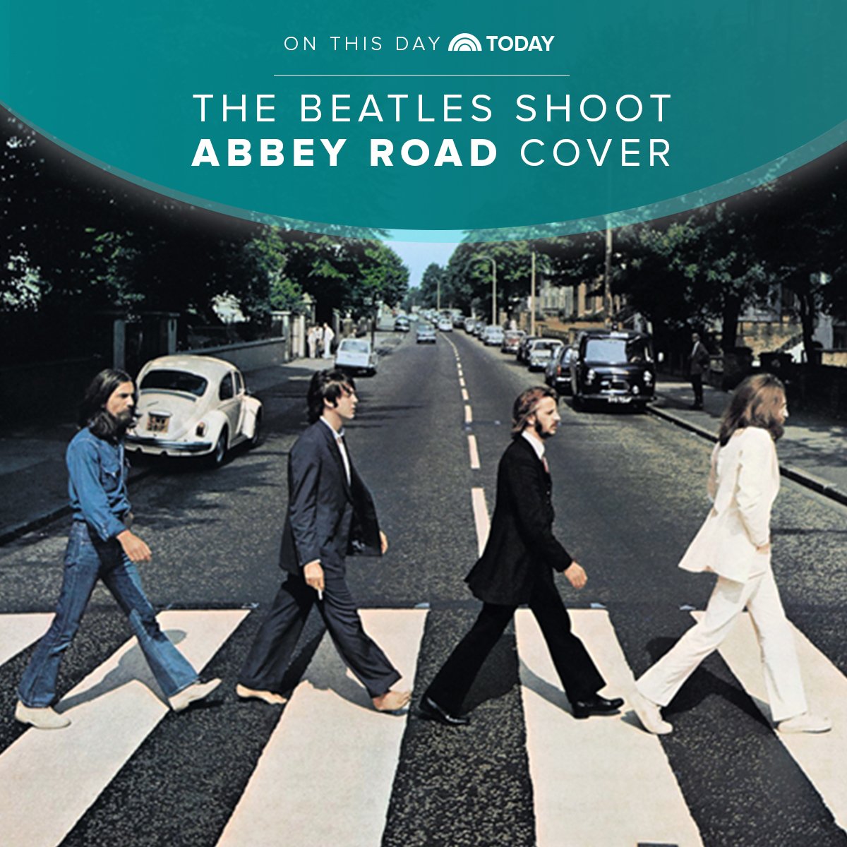 TODAYshow's tweet photo. The Beatles crossed “Abbey Road” on this day in 1969. https://t.co/UZDEQoj1Z9