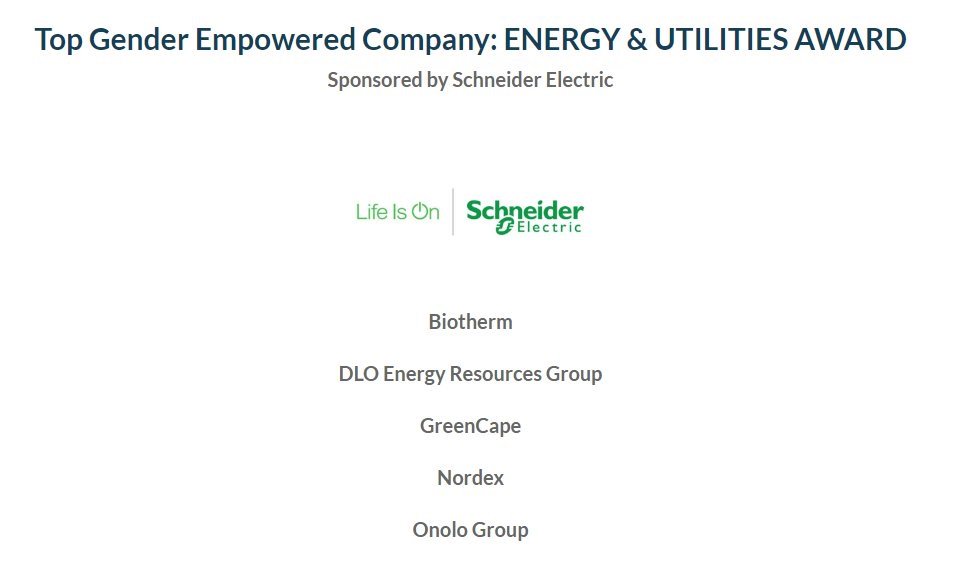 In celebration of #WomensMonth &amp; #WomansDay tomorrow we are so proud to have been nominated as 1 of the top gender empowered companies in #energy &amp; utilities. With 57% of our office being female &amp; 50% occupying management positions, we are women lead and driven! #girlpower
