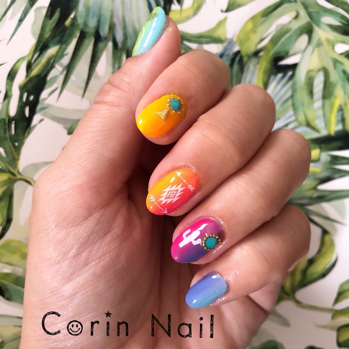 Corin Nail これは私の指です フェスネイル ジェルネイル ネイルアート グラデーションネイル 虹色 ネイル レインボーネイル 夏ネイル 自宅ネイルサロン 志木ネイルサロン 志木 富士見市 朝霞 Corinnail