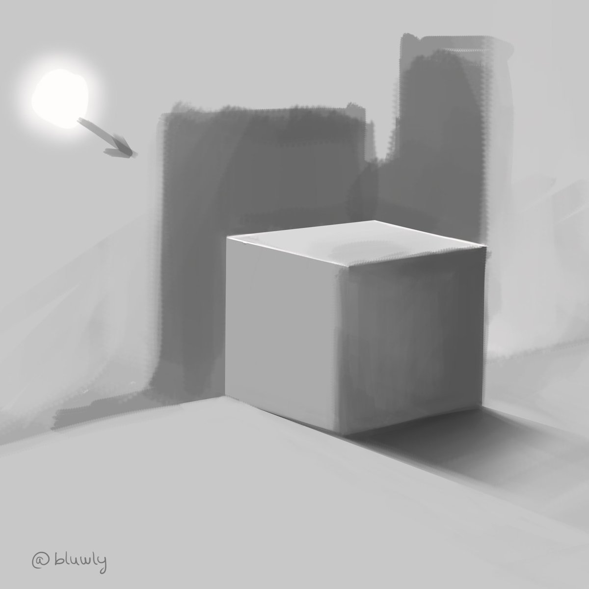 Bluwly's tweet image. 🇬🇧Somehow I'm understanding better how light and shadow work hand by hand to create a shape.

#lightshadow #greyscale #grayscale #colorstudy  #quickdraw #improv #arttutorial #howto #howtodraw #reference #learntodraw
#conceptart #concept