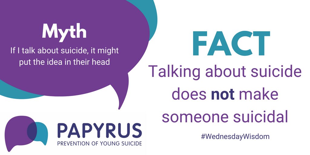 Suicide can be a scary subject to talk about. Sometimes people may be anxious that asking about suicide can make it more likely to happen. This isn't true. If someone is thinking of suicide, the thought is already there. Asking about suicide can make someone feel relieved