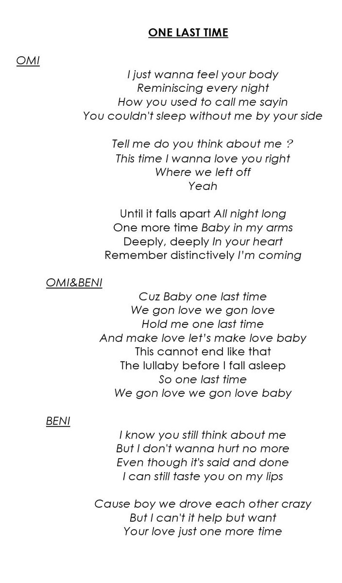 One More Time One More Chance Lyrics English Beni One More Time One More Chance Lyrics English Beni