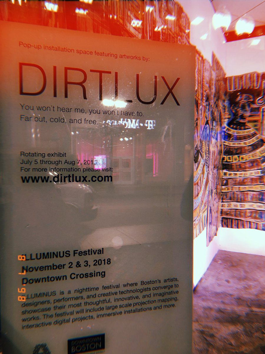 dirtlux's tweet photo. Humbled to see my art displayed prominently in Downtown Boston at 349 Washington Street, thanks to @ILLUMINUSboston &amp; @DTownBostonBID. Stop by and share your #DirtLux photos. https://t.co/ypoHfSw4eG
