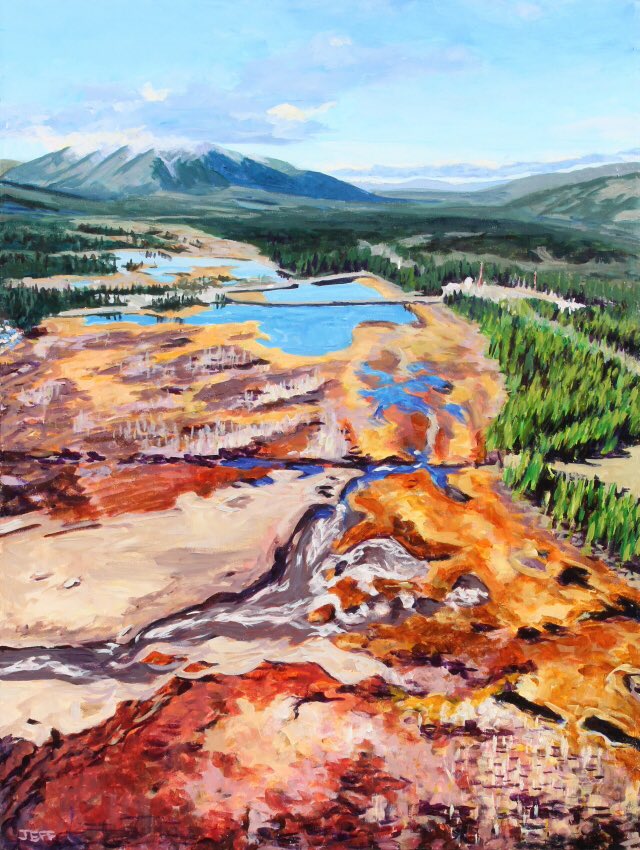 jeffwilsongeo's tweet photo. South McQuesten Valley, Acrylic, 40"x30", 2018, Depicting spectacular view along South McQuesten Valley to Mt Haldane south of #Keno #Yukon . #art #painting #tailings #miningart #mininghistory #McQuestenkenohill #kenocity @YukonMiners @InvestYukon https://t.co/xtaKDo6cb4