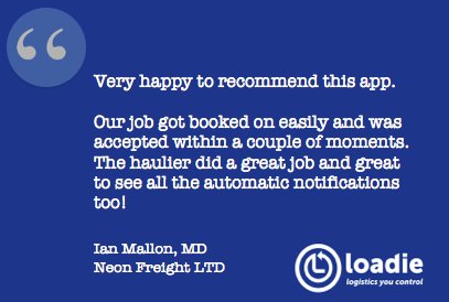 loadie_app's tweet photo. @NeonFreight recently used our Logistics Emergency Service when they needed to send a load pronto! Thanks for the great review! Visit https://t.co/9BSVwYvELx to register your business today #logistics #loadie https://t.co/v09mxlIKPl