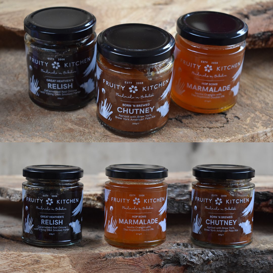 brewyorkbeer's tweet image. We are happy to be working with @fruitykitchen for their 10th anniversary by combining our hearty ales and their fabulous preserves. We have a special gift set of 3 preserves that you can get from the @brewyorktaproom for £13.95. #yorkbeer #preserves